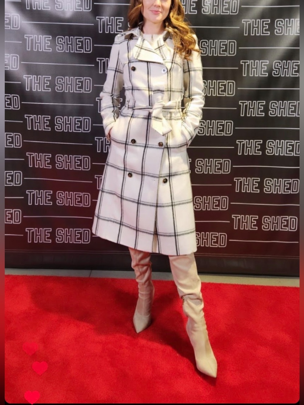 Plaid Check Wool Mix Double-Breasted Belted Trench Coat - White/Black